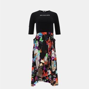 Balenciaga Multicolor Casino Asymmetric Dress